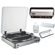 Audio-Technica AT-LP60 Turntable with Knox Carbon Fiber Vinyl Brush and Cleaning Kit (Silver) N2