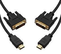 2 Pack: High Speed DVI to HDMI 3 Feet Cable in Black, Bi-directional Digital Transmission - High Bandwith Supported... N3