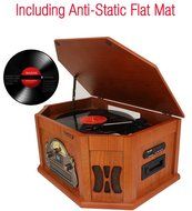 8-in-1 Boytone BT-25CB with Bluetooth Connection Natural Wood Classic Turntable Stereo System, Vinyl Record Player... N2