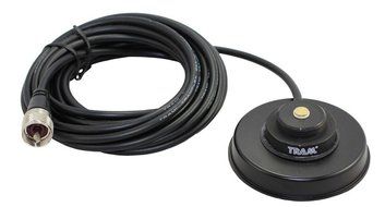 New Tram 1235 Black UHF PL-259 3 1/4&quot; Magnet Mount NMO Mag Mount 17 foot Antenna Cable Roof or Trunk for Mobile...
