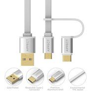 AIFFECT 3 Pack 3.3Ft 2 in 1 Duo Cable, Micro B to Type A Data &amp; Charging USB Cable with Type C Adapter for Devices... N4