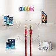 eBerry [A04 3.5mm Male to Male Audio Cable] Special Color Contrast Nylon Fiber Cloth Foil Shielded Slim Waist... N23