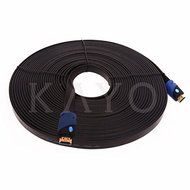 KAYO Hi-Speed FLAT HDMI 1.4 Cable 50 FT/ SOFT PVC Sleeve, Cable Tie/ Supports Ethernet,3D,4K &amp; Audio Return, Bonus... N4