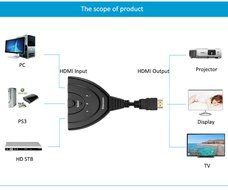 HDMI Switcher V1.3, Aibesser Intelligent 3 Input 1 Output HDMI Swither 3 Port Switch with IR remote for DVD,STB... N7
