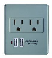 Woods 041051 Dual USB Charger 2-Outlet Surge Protector with Built-in Cradle, 245-Joules of Protection