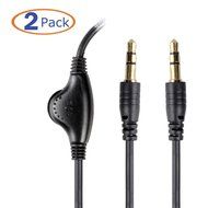 Conwork 2-Pack 3.5mm Male to Male Audio Extension Cable Stereo Headphone Cord with Volume Control 4Feet (Black) N4