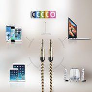 eBerry [A04 3.5mm Male to Male Audio Cable] Special Color Contrast Nylon Fiber Cloth Foil Shielded Slim Waist... N30