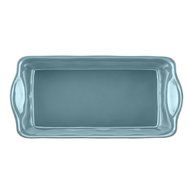 Premium Rachael Ray Cucina Stoneware Rectangle Blue Loaf Pan and a Multi Purpose Scraper N5