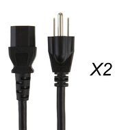 CableCreation [2-PACK] 10 Feet 18 AWG Universal Power Cord for NEMA 5-15P to IEC320C13 Cable, 3M / Black N4