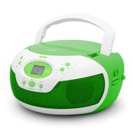 Tyler Portable Neon Green Stereo CD Player with AM/FM Radio and Aux &amp; Headphone Jack Line-In (TAU105-NGRN)
