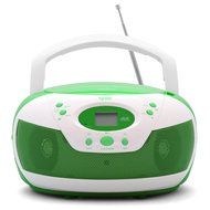 Tyler Portable Neon Green Stereo CD Player with AM/FM Radio and Aux &amp; Headphone Jack Line-In (TAU105-NGRN) N2