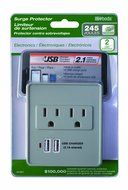 Woods 041051 Dual USB Charger 2-Outlet Surge Protector with Built-in Cradle, 245-Joules of Protection N2