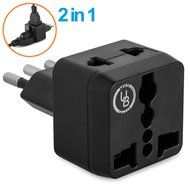 Yubi Power 2 in 1 Universal Travel Adapter with 2 Universal Outlets - Built in Surge Protector - 3 Pack - Black... N106
