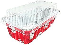 Handi-Foil 2 lb. Red Holiday Christmas Snowman Aluminum Foil Loaf / Bread Baking Pan w/Clear Dome Lid (25) N13