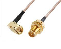 Generic 1 PCS 4" RG316 RP-SMA Male RIGHT Angle to RP-SMA Female RF Pigtail Cable 10cm