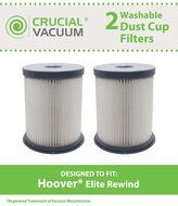 2 Hoover Elite Rewind Dust Cup Filter, Replaces Part # 59157055, Designed &amp; Engineered by Crucial Vacuum