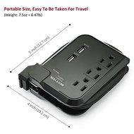 Bestten 3 Outlet Mini Travel Charger Surge Protector with Dual USB Charging Ports (shared 2.4A), 18in Cord, Portable... N14