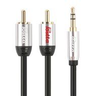 Postta 3.5mm to 2RCA Stereo Audio Cable(20 Feet)Gold Plated Dual-Shielding with Premium AL-Shell -Black
