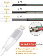 Zeuste Lightning Charging Cable for iOS Devices, 3-Pack (3 Feet, 6 Feet, 10 Feet) - Gold N10