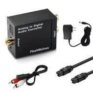 FlashWolves Digital Coaxial Toslink to Analog RCA Audio Converter Adapter with Fiber Cable, 3.5mm Audio Cable...