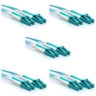 5-Pack CableRack 1m LC/LC 40/100GB Duplex 50/125 Multimode OM4 Fiber Patch Cable Aqua