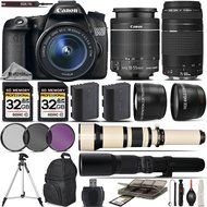 Canon EOS 70D SLR Wi-Fi Camera + Canon 18-55mm IS STM Lens + Canon 75-300mm III Lens + 0.43X Wide Angle Lens +...