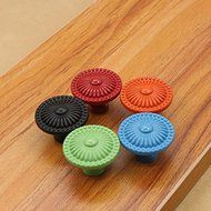 IdealDecor 8PCS Red Retro Simple Style Round Door Knob Zinc Alloy Vintage Drawer Cabinet Cupboard Bathroom Bookcase... N4