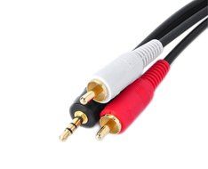 HTTX Gold Plated 3.5mm to 2RCA Male Stereo Audio Cable Splitter 9 Feet (2-Pack)