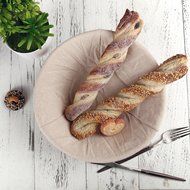 Homestia Round Shaped Bread Dough Proofing Rising Rattan Basket &amp; Linen, 9.8 Inch N15