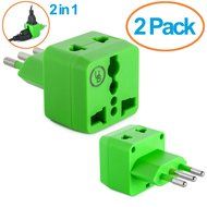 Yubi Power 2 in 1 Universal Travel Adapter with 2 Universal Outlets - Built in Surge Protector - 3 Pack - Black... N111