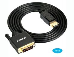 DisplayPort to DVI Adapter, Dp Display Port to DVI Converter Male to Male Gold-Plated Cord 6 Feet Black Cable... N2