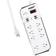 BESTEK 8-Outlet Surge Protector Power Strip 6.6-Foot with 7.5A 4-Port USB Charging Station N6