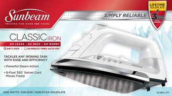 Sunbeam Classic 1200 Watt Mid-size Anti-Drip Non-Stick Soleplate Iron with Shot of Steam/Vertical Shot feature... N5