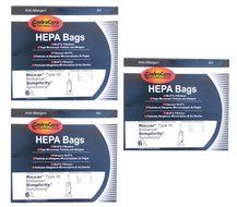 6 (1 Pkg) Type W HEPA Allergy Bags fit Riccar Brillance BRLP BRLD BRLS Simplicity Synchrony SCRP, SCRD, SCRS,... N2