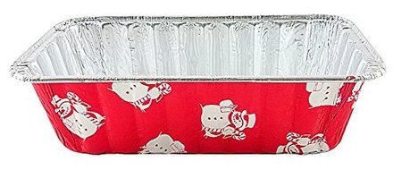 Handi-Foil 2 lb. Red Holiday Christmas Snowman Aluminum Foil Loaf / Bread Baking Pan w/Clear Dome Lid (25) N15