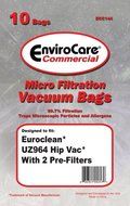 Advance / Kent / EuroClean UZ964 Backpack HipVac Replacement Commercial Bags, 10 Bags + 2 Motor Filters.