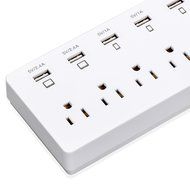 Power Strip, FlePow 1625W/13A 6-Outlet Surge Protector with 6 USB Charging Ports + 18 Pin Retractable Cable for... N10