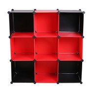 C&amp;AHOME -DIY Bookcase Media Storage Standing Shelf Storage Cabinet Cube of 9 (White Cross Door) N8