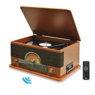 Vintage Retro Classic Style Bluetooth Turntable System with Vinyl/MP3 Recording Ability (Wood Style) (Certified... N4