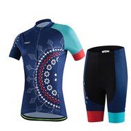 Ophelia Women Short Sleeve Cycling Jersey Pant Set+arm Sleeves(Skull,S) N18