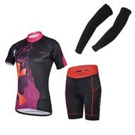 Ophelia Women Short Sleeve Cycling Jersey Pant Set+arm Sleeves(Skull,S) N23