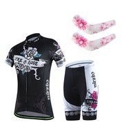 Ophelia Women Short Sleeve Cycling Jersey Pant Set+arm Sleeves(Skull,S) N27