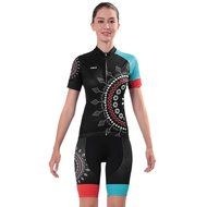 Ophelia Women Short Sleeve Cycling Jersey Pant Set+arm Sleeves(Skull,S) N30