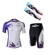 Ophelia Women Short Sleeve Cycling Jersey Pant Set+arm Sleeves(Skull,S) N34
