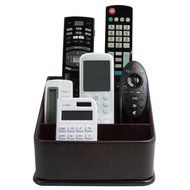JackCubeDesign Leather Remote Control Organizer Holder, Controller TV Guide, Media Storage Box with 3 Compartments... N2
