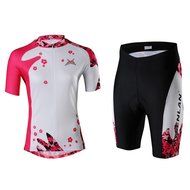 Ophelia Women Short Sleeve Cycling Jersey Pant Set+arm Sleeves(Skull,S) N38