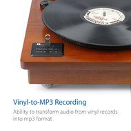 1byone Belt Driven Bluetooth Turntable with Built-in Stereo Speaker, Vintage Style Record Player, Vinyl-To-MP3... N10