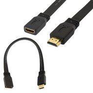 1Ft 30cm Gold HDMI Female Jack to Male F/M Extension Lead Cord Flat Cable HDTV N2
