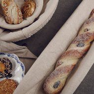Homestia Round Shaped Bread Dough Proofing Rising Rattan Basket &amp; Linen, 9.8 Inch N26