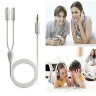 DiGiYes&reg; 1.8m（6ft） 3.5mm Male to 2 x 3.5mm Female Aux Stereo Audio Splitter Cable Gold Plated Metal Connector... N10